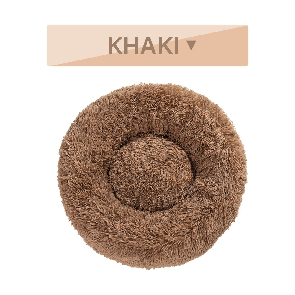 Fluffy Donut Dog Bed  Warm Soft Long Plush Pet Cushion Dog House Cat  Bed Washable Pet Sofa Mat Calming Samll Large Dog Beds petfuzzyfamily