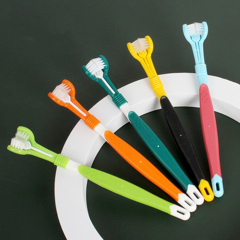 Pet Supplies Three-head Toothbrush Oral Cleaning petfuzzyfamily