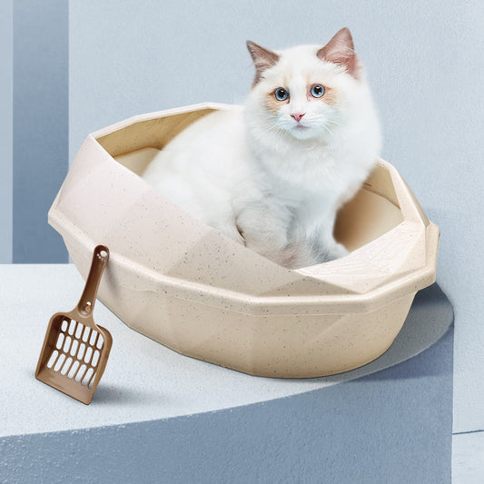 Plastic Anti-sputtering Diamond-shaped Semi-enclosed Cat Litter Box petfuzzyfamily