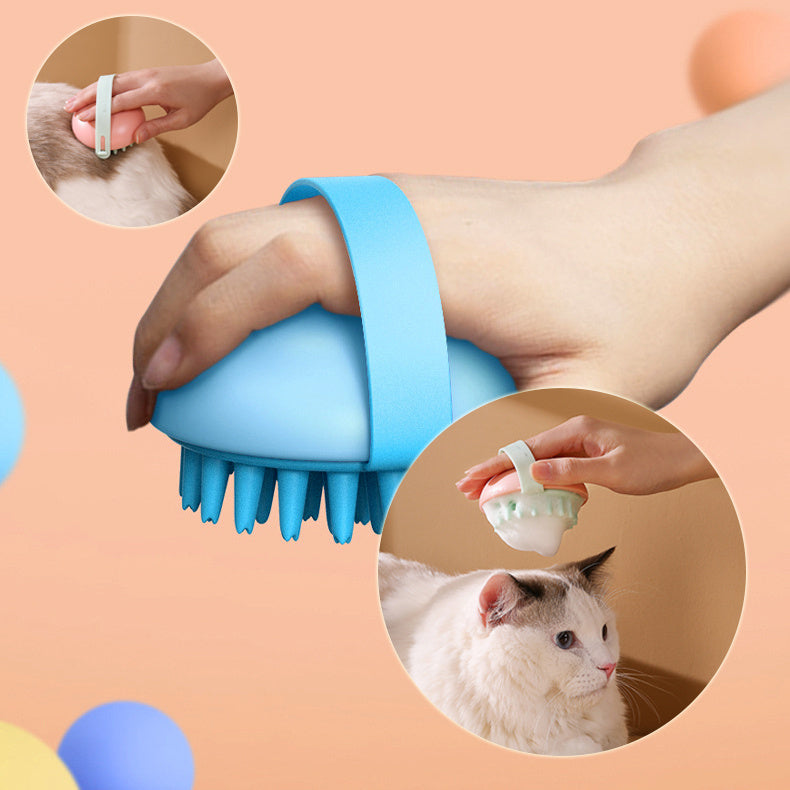 Pet Silicone Bath Massage Scrub Bath Brush For Cats And Dogs petfuzzyfamily