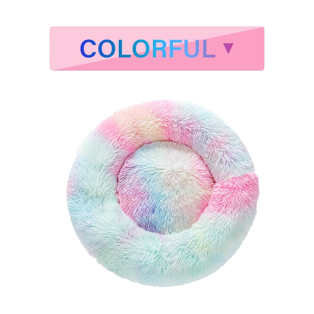 Fluffy Donut Dog Bed  Warm Soft Long Plush Pet Cushion Dog House Cat  Bed Washable Pet Sofa Mat Calming Samll Large Dog Beds petfuzzyfamily