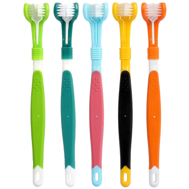 Pet Supplies Three-head Toothbrush Oral Cleaning petfuzzyfamily