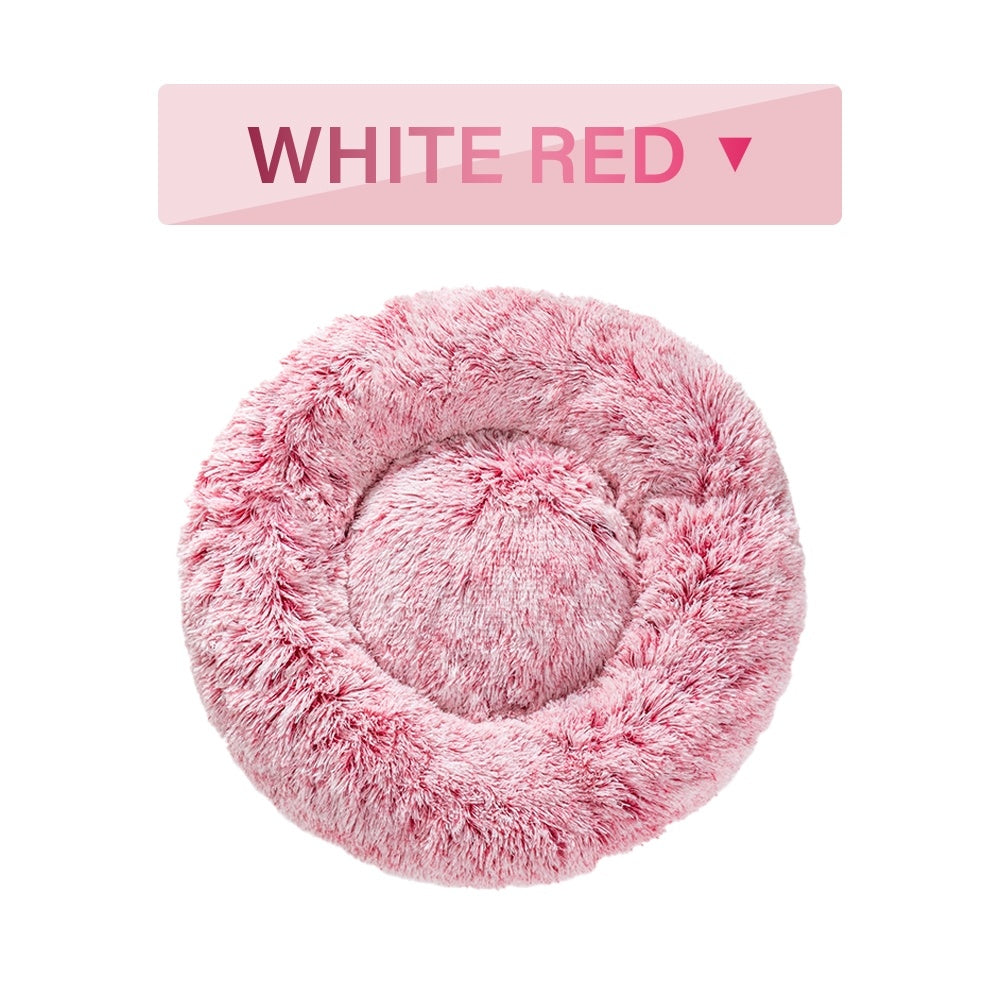 Fluffy Donut Dog Bed  Warm Soft Long Plush Pet Cushion Dog House Cat  Bed Washable Pet Sofa Mat Calming Samll Large Dog Beds petfuzzyfamily